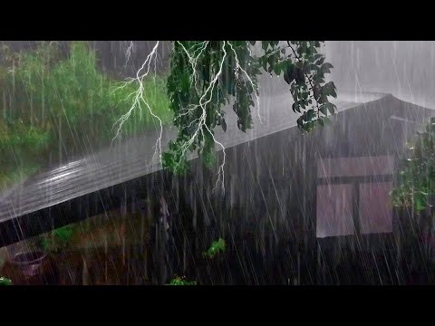 Fall Asleep Instantly with Heavy Rain & Intense Thunder Sounds on a Tin Roof in Farmhouse🌂⭐🌂