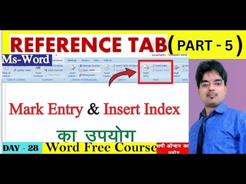 Microsoft Word 2019-How to use Mark Entry, Insert Index & Update Index other options in Hindi