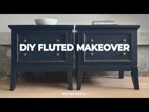 DIY Black Fluted Nightstand Furniture Makeover | “Solid Wood”… Not Quite