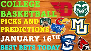 College Basketball Picks and Predictions January 16th Best Bets Today