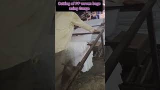 PP Bag cutting process with Gauge for length attached