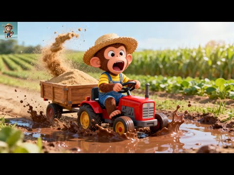 Tractor Farm Work – Learn Animals With Monkey Farmer