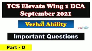 Verbal Ability for Sep DCA | Part - D | TCS DCA 2021 |