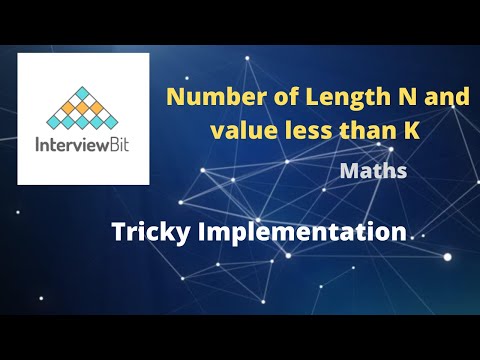 Numbers of length N and value less than K (Interview bit Maths section)-Simple and clear solution