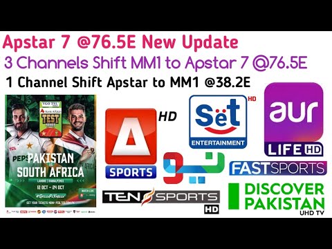 Apstar 7 @76.5E New Update|3 Channels Shift MM1 to Apstar 7|Pakistan vs South Africa Live A Sports