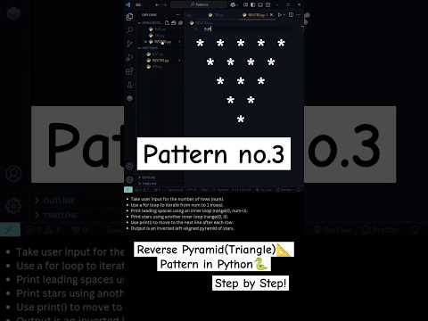 Reverse Pyramid Pattern in Python🐍.[Pattern no.3] #python #code #vscode #pattern #patterninpython