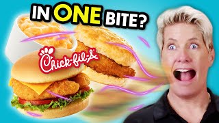 Eat In One Bite Challenge - Chick Fil-A | People vs. Food