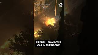 Video captured the moment a car explosion became a massive fireball in the Bronx