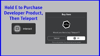Roblox Studio - Proximity Prompt Purchase Teleport DevProduct