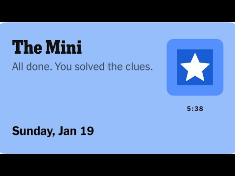 New Yor Times The Mini Crossword Solved! Live Stream | Sunday, Jan 19, 2025 #nyt #themini #crossword