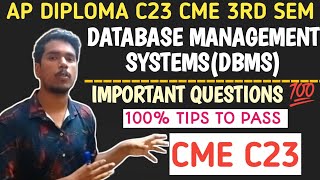 DBMS important questions| ap diploma C23 3rd sem cme DBMS important questions|