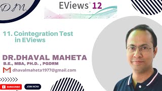 11. Cointegration Analysis using EViews || Dr. Dhaval Maheta