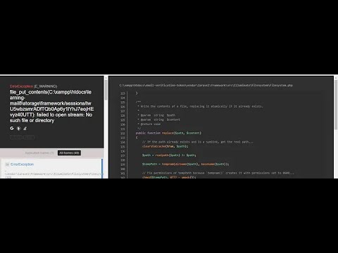 change drive in laravel error found file_put_contentsFailed to open stream: Resource device