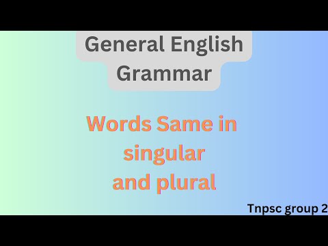 same singular and plural nouns || Tnpsc General English Grammar
