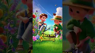 What Are They Doing? 🧒🌱 Learn English with Simple Sentences!