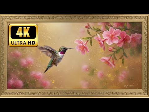 Witness Hummingbird Majesty in Stunning 4K | Vintage Gold Frame TV ART | Screensaver for TV