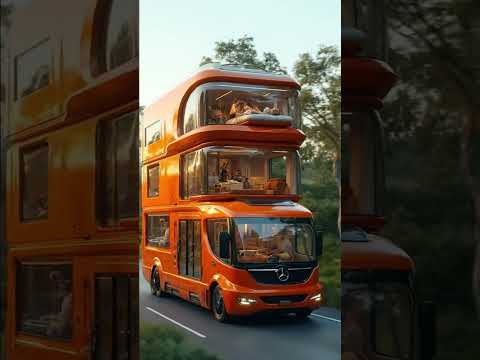Futuristic Luxury Bus Home | Double Decker RV with Balcony & Living Room