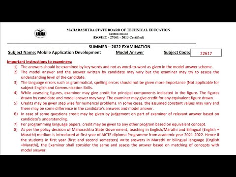 22617-MOBILE APPLICATION AND DEVELOPMENT MODAL ANSWER PAPER DOWNLOAD #msbte #modalanswer #22617 #MAD