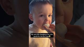 When your taste buds go on an adventure! 🍡✨ Watching my son's reaction to mochi for the first time