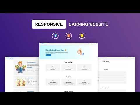 How to build a full responsive Earning Website | Dark / Light Theme | HTML, CSS, & JS