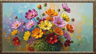 Refined Floral Wall Showcase | Elegant TV Background Art