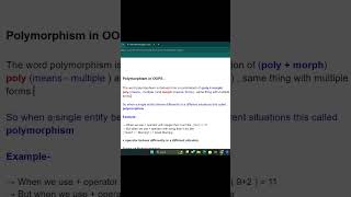 Polymorphism in Java Explained in 1 Minute | OOPS Concept | Java Interview Short #java #oopsconcept