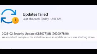 Fix Windows 11 Update KB5077181 Error We Could Not Complete Install Update Service Was Shutting Down
