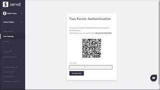 Enable Two Factor Auth on your Servd Account