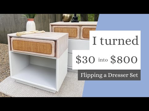 Let's turn $30 into $800 by flipping this dresser set! Boho painted furniture flip.