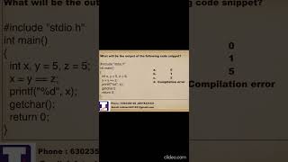 6. C Quiz  - Infotech Computers Bhagyanagar Kurnool 6302358106, 08518221221 #CodeQuiz#ShortsQuiz