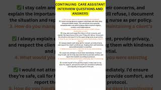 Continuing care Assistant interview questions and answers #interview #jobinterview #careassistant