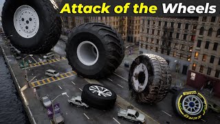 Attack of Wheels in City | Wheels Size Comparison in city