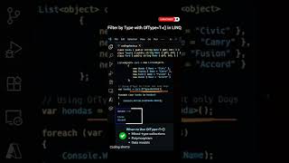 Filter by Type with OfType() in LINQ | C# Interview Questions #coding #shorts #skdotnetcodingconcept