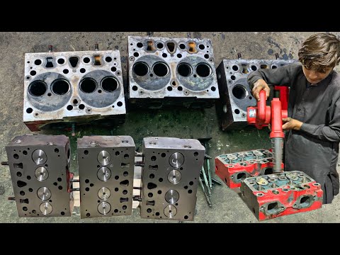 Amazing Process Of Full  Restoration of DAEWOO 6 Cylinder Head Video By #CreativeMechanic's