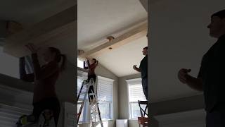 DIY faux beam and tongue and groove ceiling #DIY #home #interiordesign