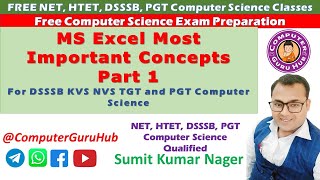 Microsoft Excel Important Concepts Part 1 | DSSSB | TGT | PGT | Computer Exam Preparations