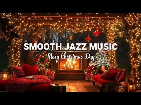 Christmas Cabin Porch Ambience with Smooth Jazz Music 🎅 Warm Holiday Jazz & Snowfall for Relaxation