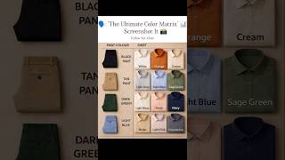 🗣️ Men's Shirt and Pant Ultimate Colour Matrix | Fashion Ideas 2026💯 #fashion #ytshorts