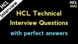 HCL interview questions HCL technical Round interview Questions with Answers 2022 #hcl