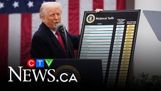 U.S. President Trump unveils reciprocal tariffs chart during 'Liberation Day' speech