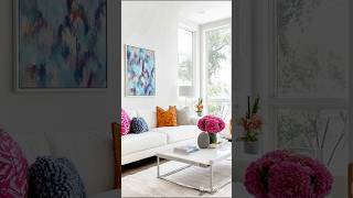 Stylish White Sofa Decor with Colorful Touches #home #eleganthomes #interiordesign #homedecor