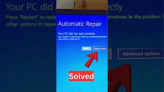 Automatic Repair in Windows 10/8/11 Your PC did not start Correctly #shorts #shortsfeed #shorts