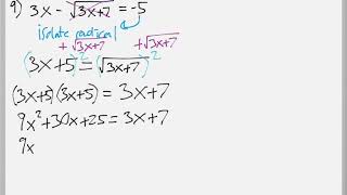 Math 119 : 8.6 #9 (Intermediate Algebra Tutorial : Solving Radical Equations)