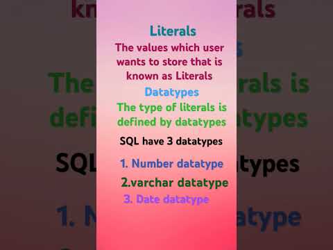 Literals and Datatypes in SQL..#literals  #Datatypes #sql #shorts #basics basics