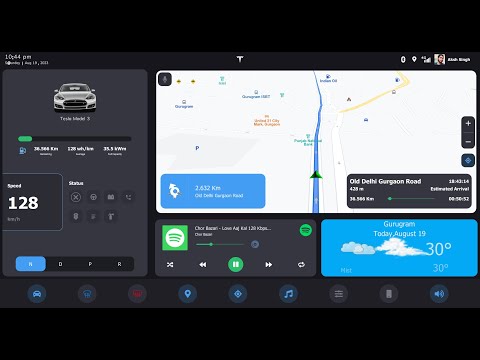 Tesla Model 3 Dashboard with Advanced Map Integration and Seamless Music Control Using QT QML