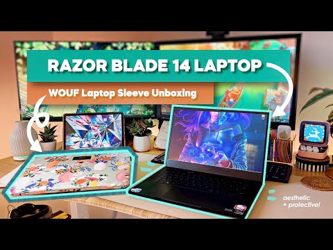 RAZER BLADE 14 Laptop Case | WOUF floral print unboxing + productive day in cafe 🌷💻
