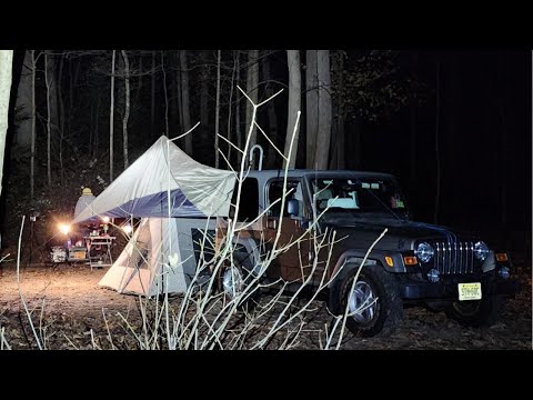 Late Fall Camping by a Lake | Cold Night, Cozy Car Shelter & Warm Food ASMR