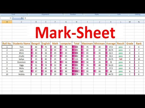 how to make Mark sheet using microsoft excel/stap by stap in hindi