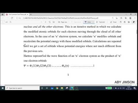 Introduction to Self Consistent Field Method-Hartree's SCF Method- Semester 2 M.Sc Chemistry,