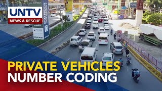 NCR number coding sa private vehicles tuwing peak hours, simula sa Dec. 1
